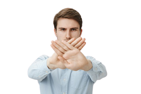 Man making the 'STOP' gesture